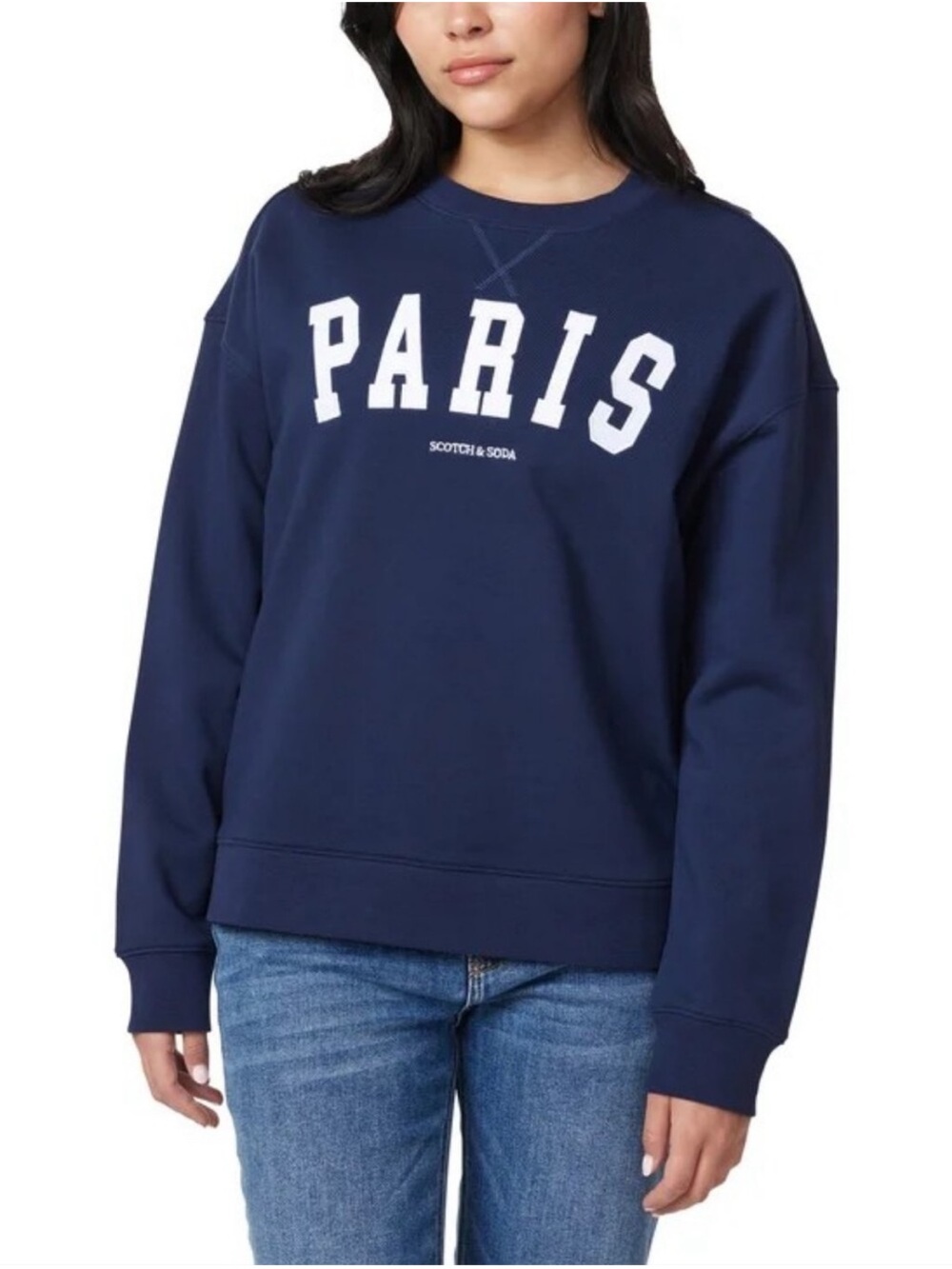 Scotch & Soda size M 100% cotton Navy 'PARIS' Graphic Crewneck Sweatshirt